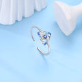 Sterling silver 925 heart-shaped dreamcatcher ring with adjustable opening in blue KSR080