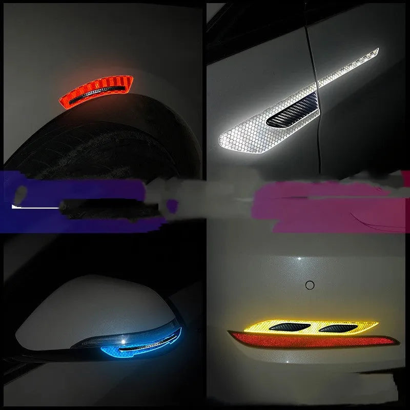 Blue reflective adhesive strips for car wheel bumpers showing 17mm width measurement