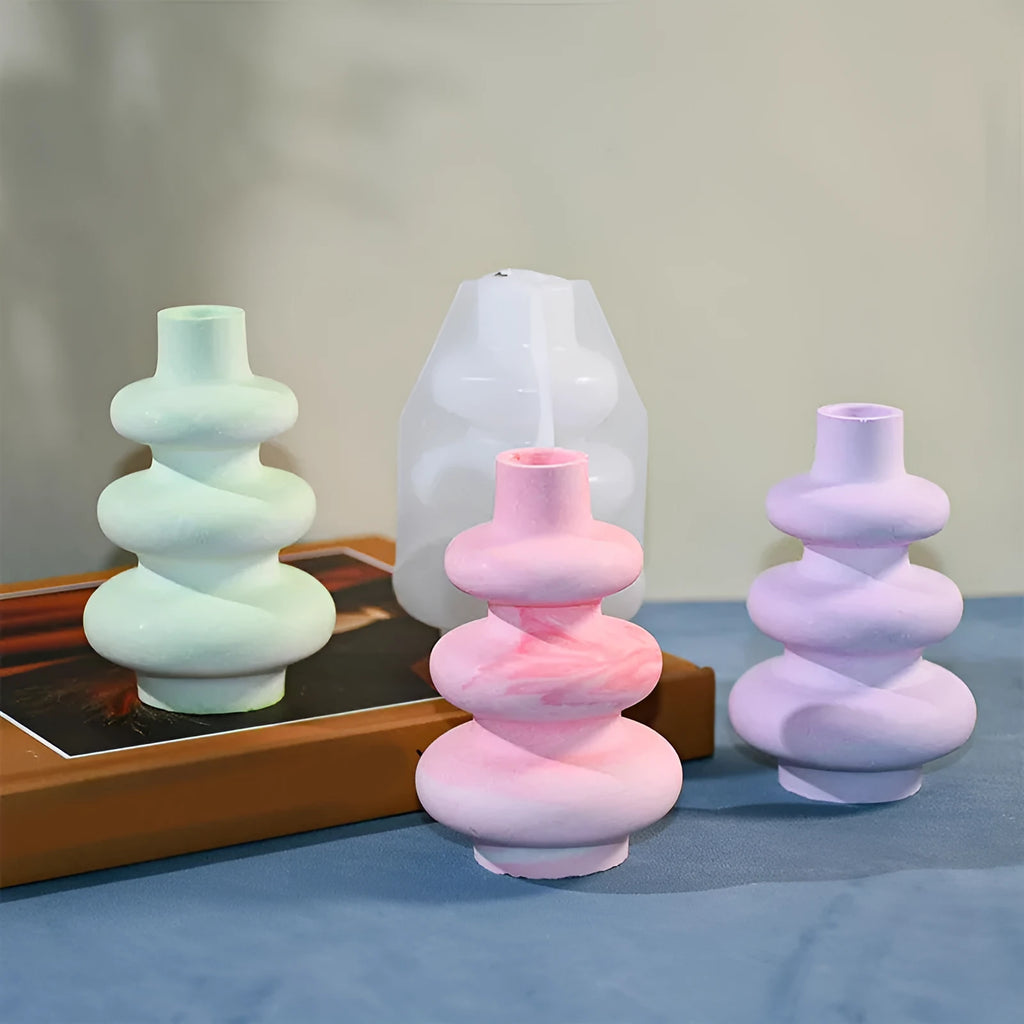 Three-layer circle vase ornament silicone baking mold in irregular shape for cake decorating
