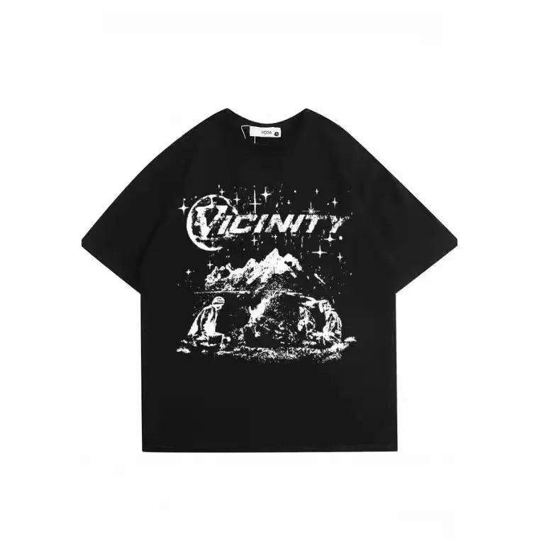 Men's hip hop graphic print t-shirt in retro design on polyester fabric