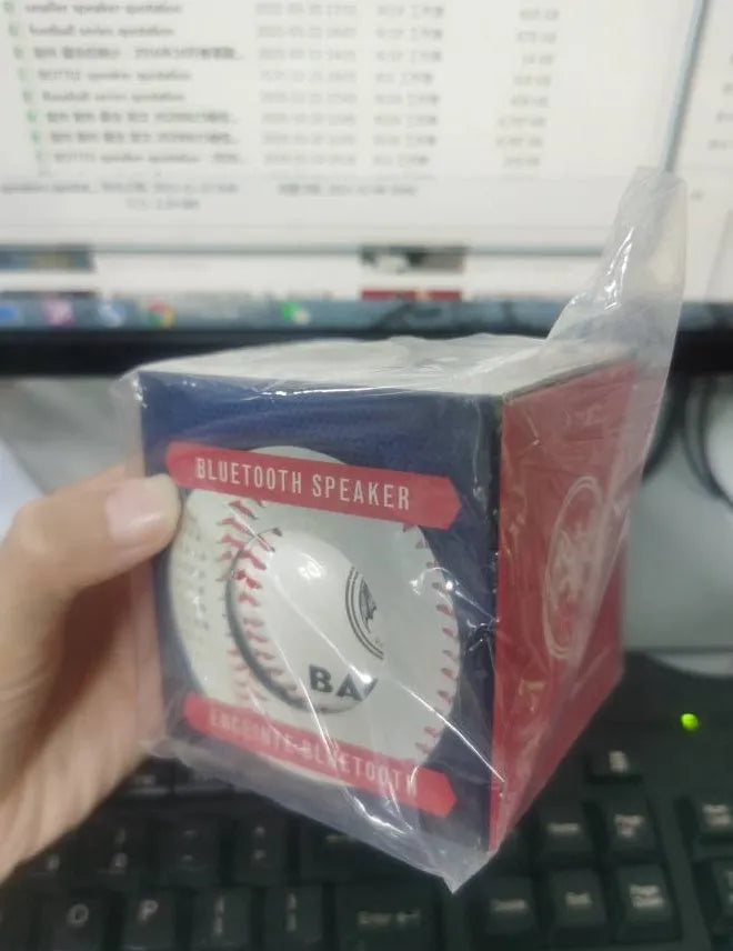 Baseball-themed Bluetooth portable speaker in green colour with USB port