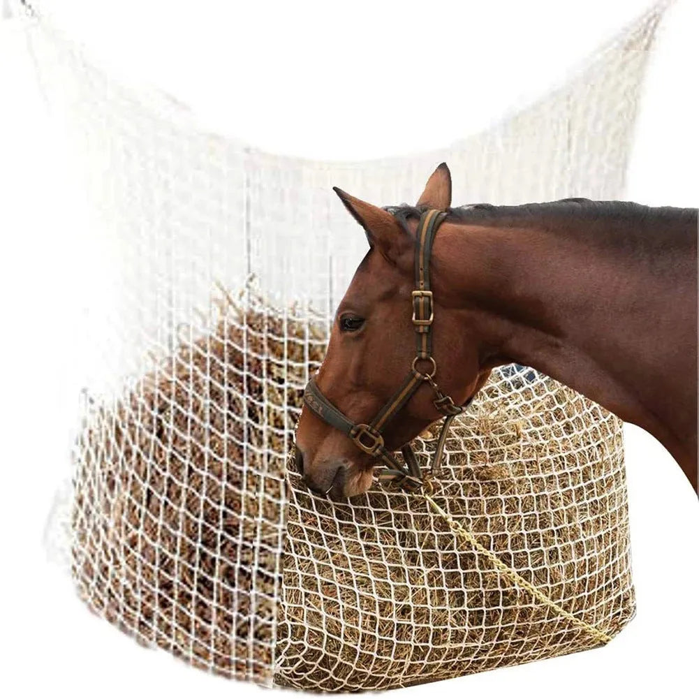 Woven PE rope hanging feeding bag for horses and livestock in black or white