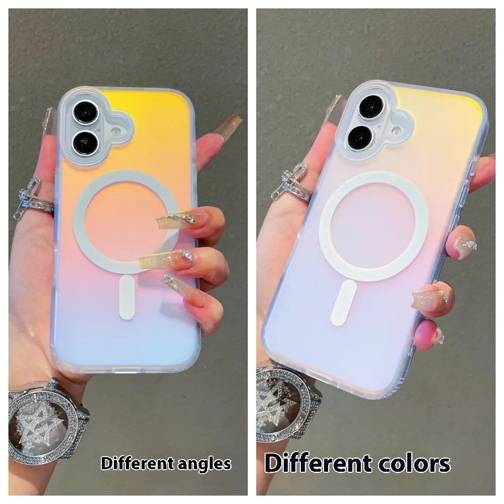 Laser gradient frosted magnetic phone case for iPhone 17 series with TPU PC construction