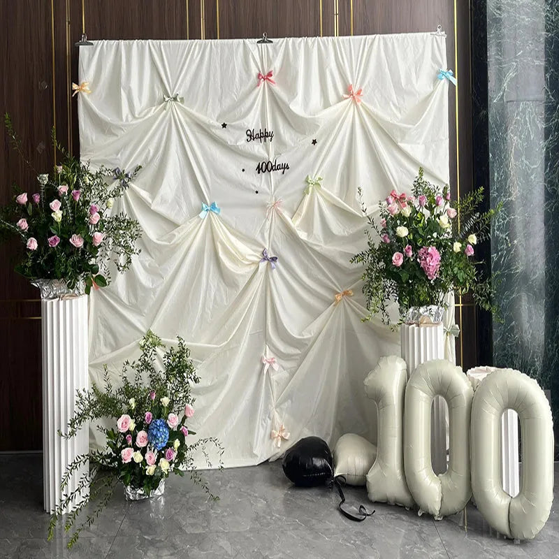 Wrought iron wedding purdah bracket 2x2 background support with telescopic frame, two bases and three rods