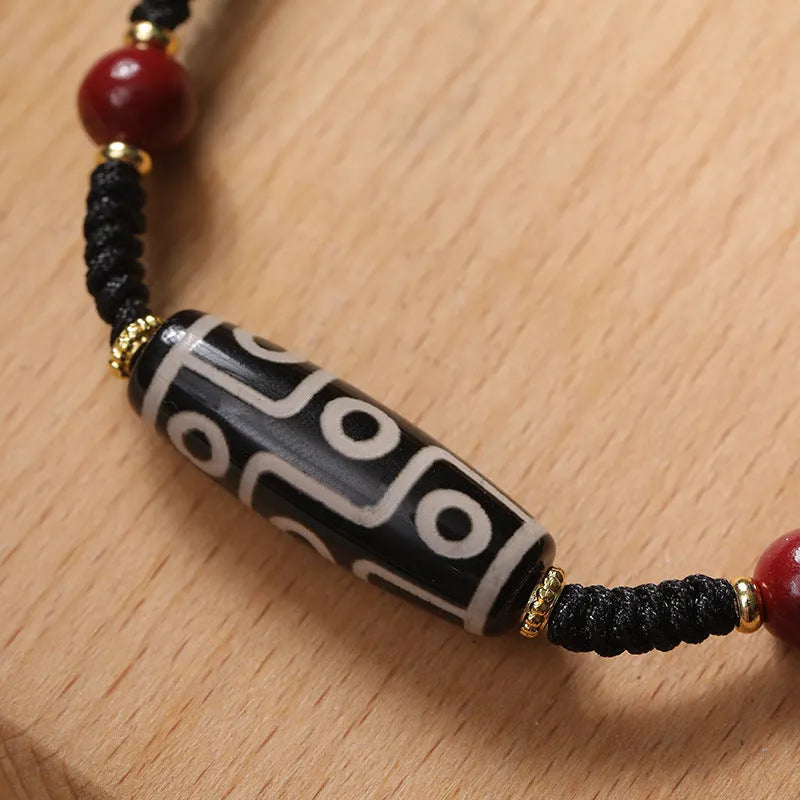 Tibetan agate Dzi bead bracelet for men with adjustable shrinkable design in couple style