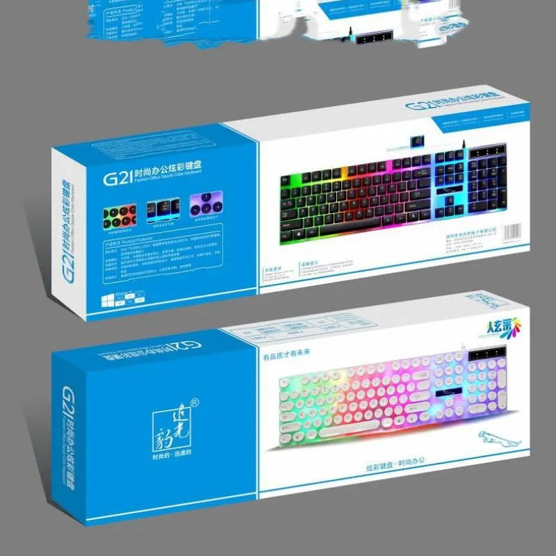 White waterproof mechanical gaming keyboard with RGB backlight and round keycaps