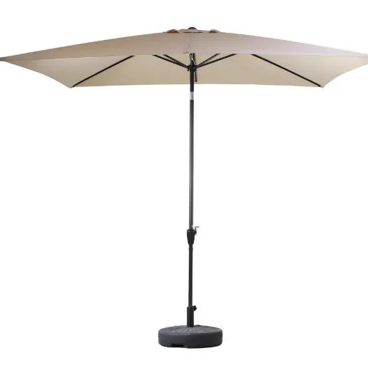 3x2m square garden parasol with centre column, tilted head and swing function, in khaki, sky blue, wine red, dark green or white