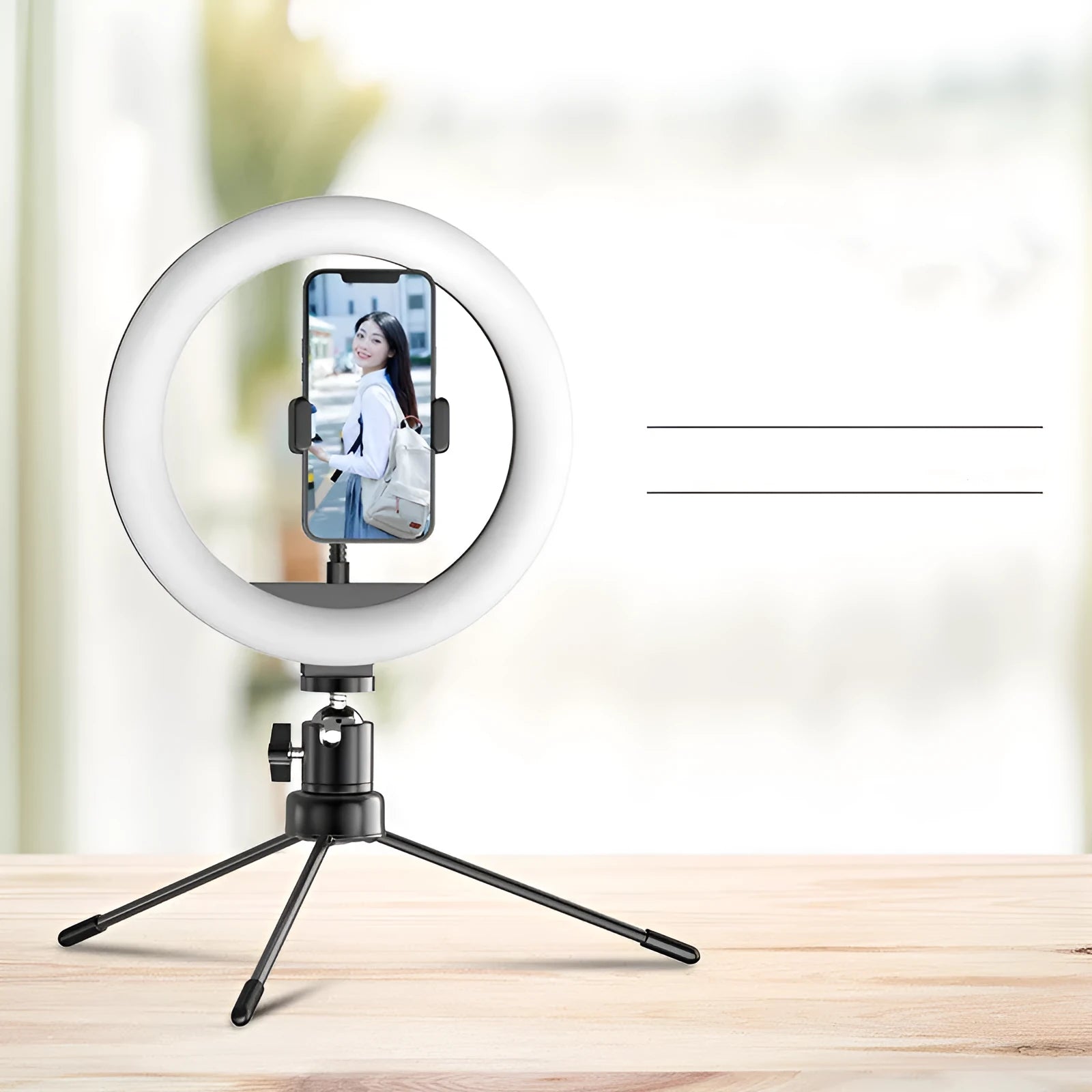 10 inch ring fill light with tripod stand and phone holder for desktop live broadcast