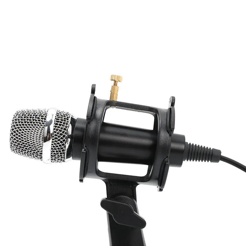 Black mini condenser microphone with aluminium stand for mobile phone and computer live broadcasting