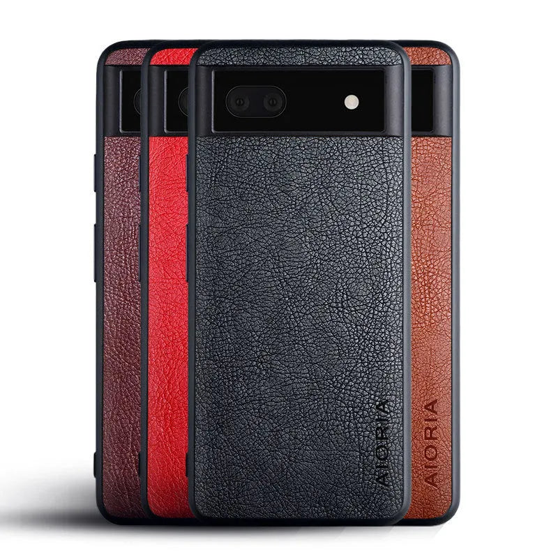 Business classic lychee skin texture phone case for Google Pixel 6, 6A and 6 Pro in all-inclusive glass design