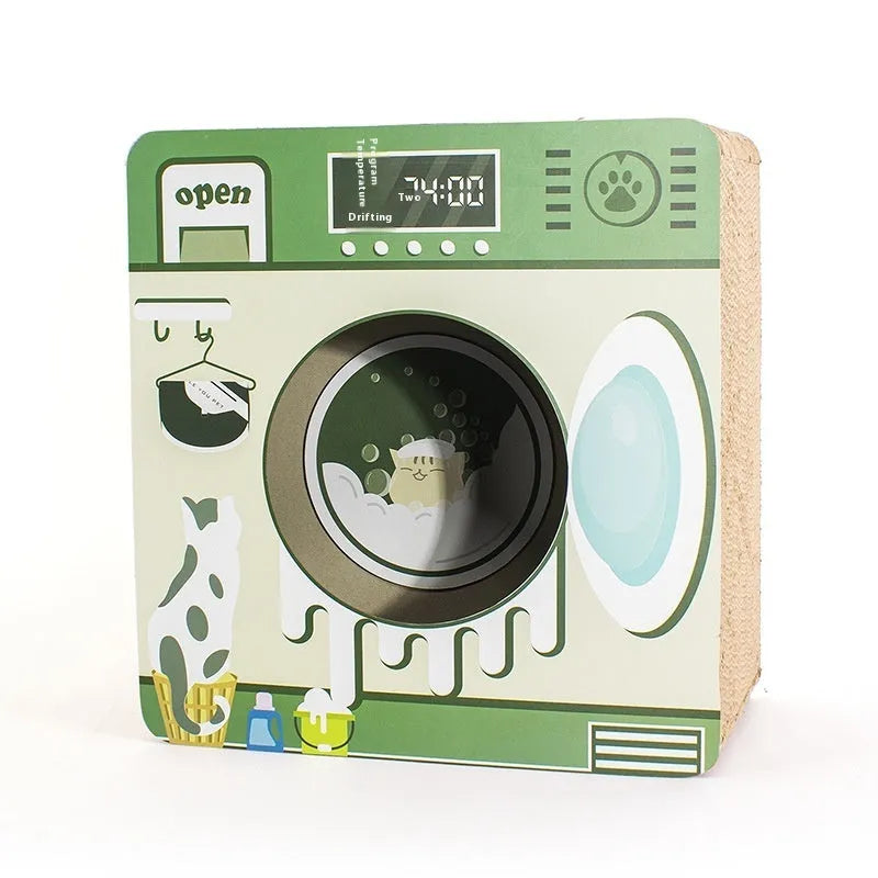 Washing machine design cat scratch board and cat nest integrated toy made from corrugated paper