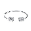 925 sterling silver opening bracelet with quadrilateral geometric detail, 16cm and 18cm sizes