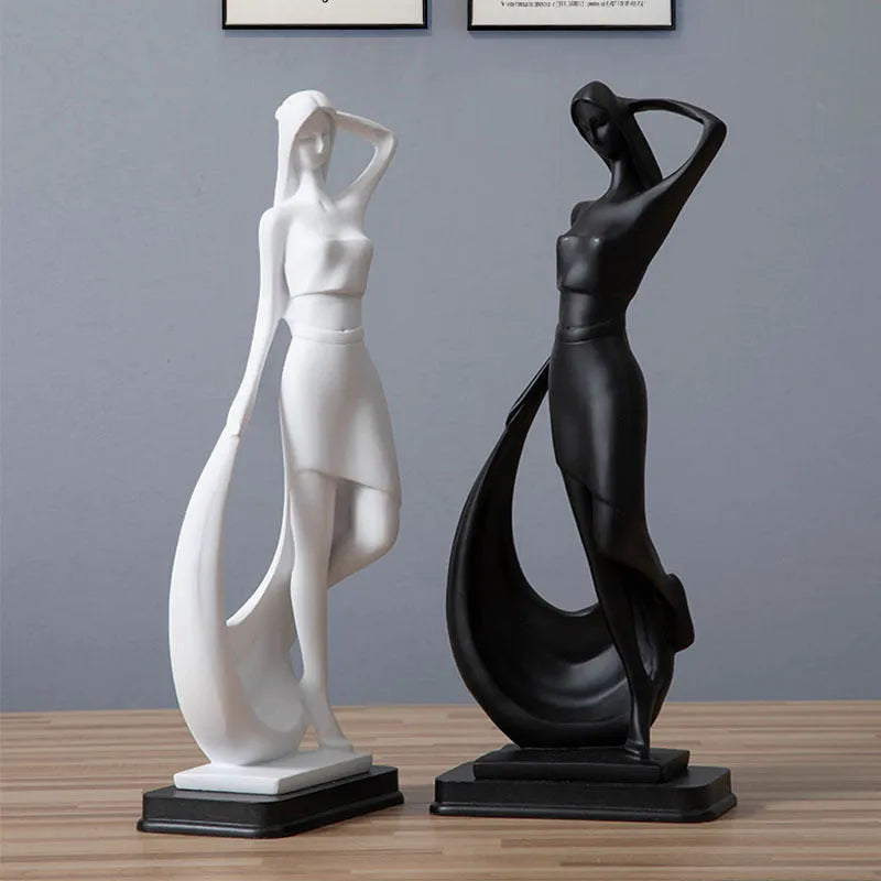 Nordic minimalist abstract resin sculpture figure statue in sub-white smart dancer finish for home decoration