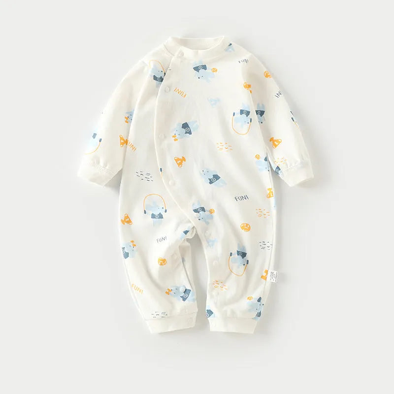 Class A cotton baby long-climb onesies in eight patterns including cartoon dragon and strawberry designs