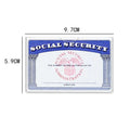 Transparent PVC social security card holder showing dimensions of 9.7 by 5.9 centimetres