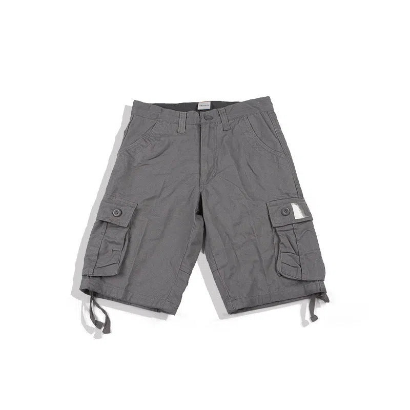 Retro Japanese double-layer waistband cotton casual trousers for men in Army Green colour