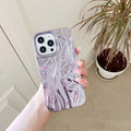 Soft TPU iPhone case with a textured pleated pattern in a rose red electroplated colour.