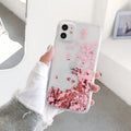 Quicksand flowing love silicone phone case transparent bumper TPU for iPhone Pink Red Silver