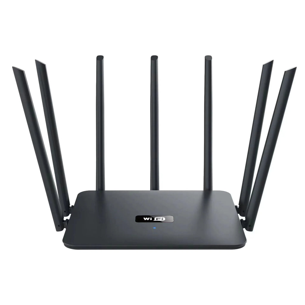White dual-frequency 5G Gigabit router with six antennas for through-wall WiFi coverage