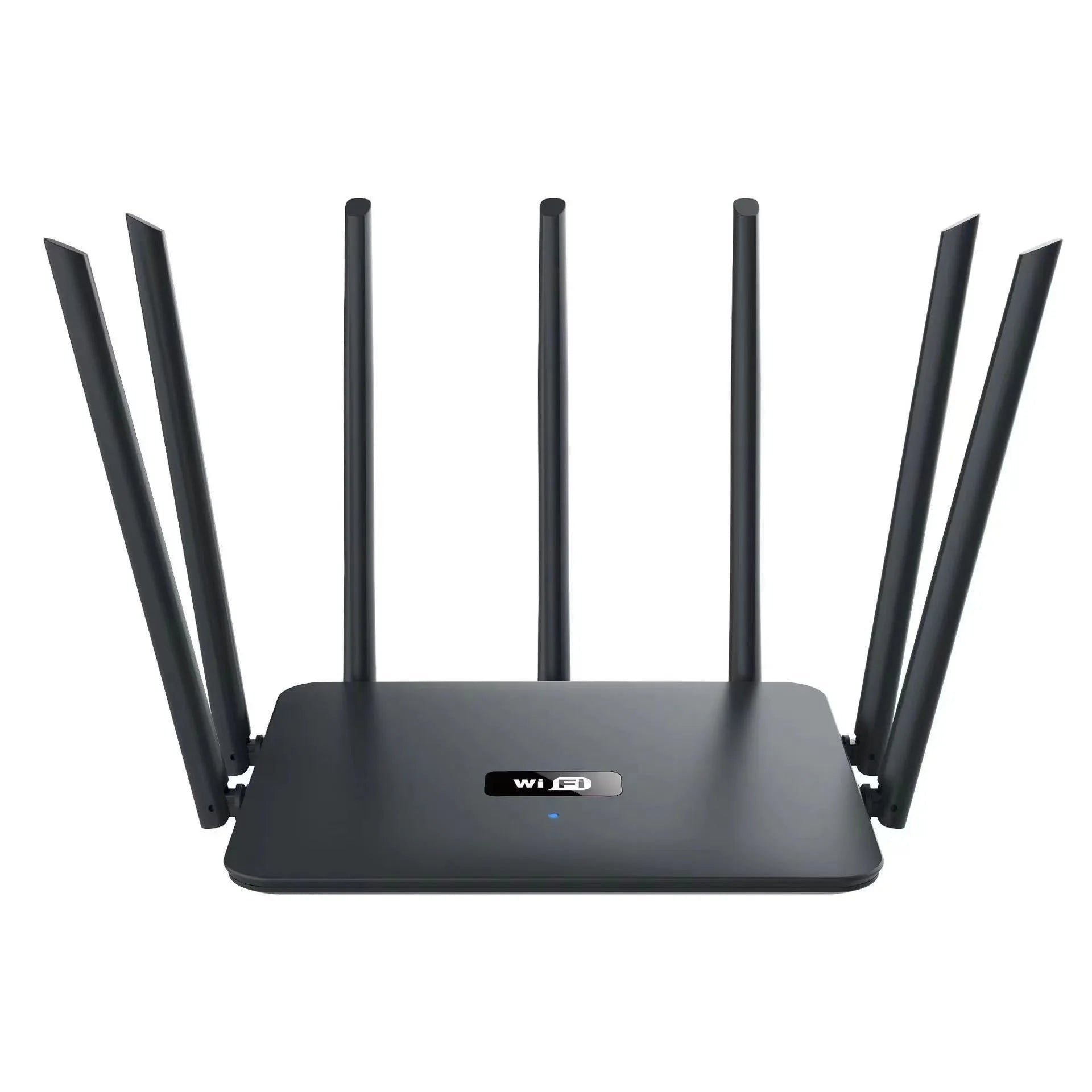 White dual-frequency 5G Gigabit router with six antennas for through-wall WiFi coverage