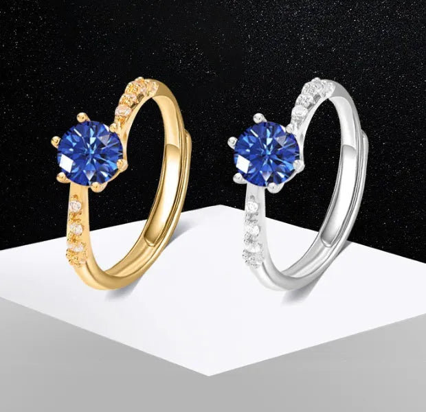 Women's copper adjustable open ring with geometric U-shape and electroplated gold finish on white background