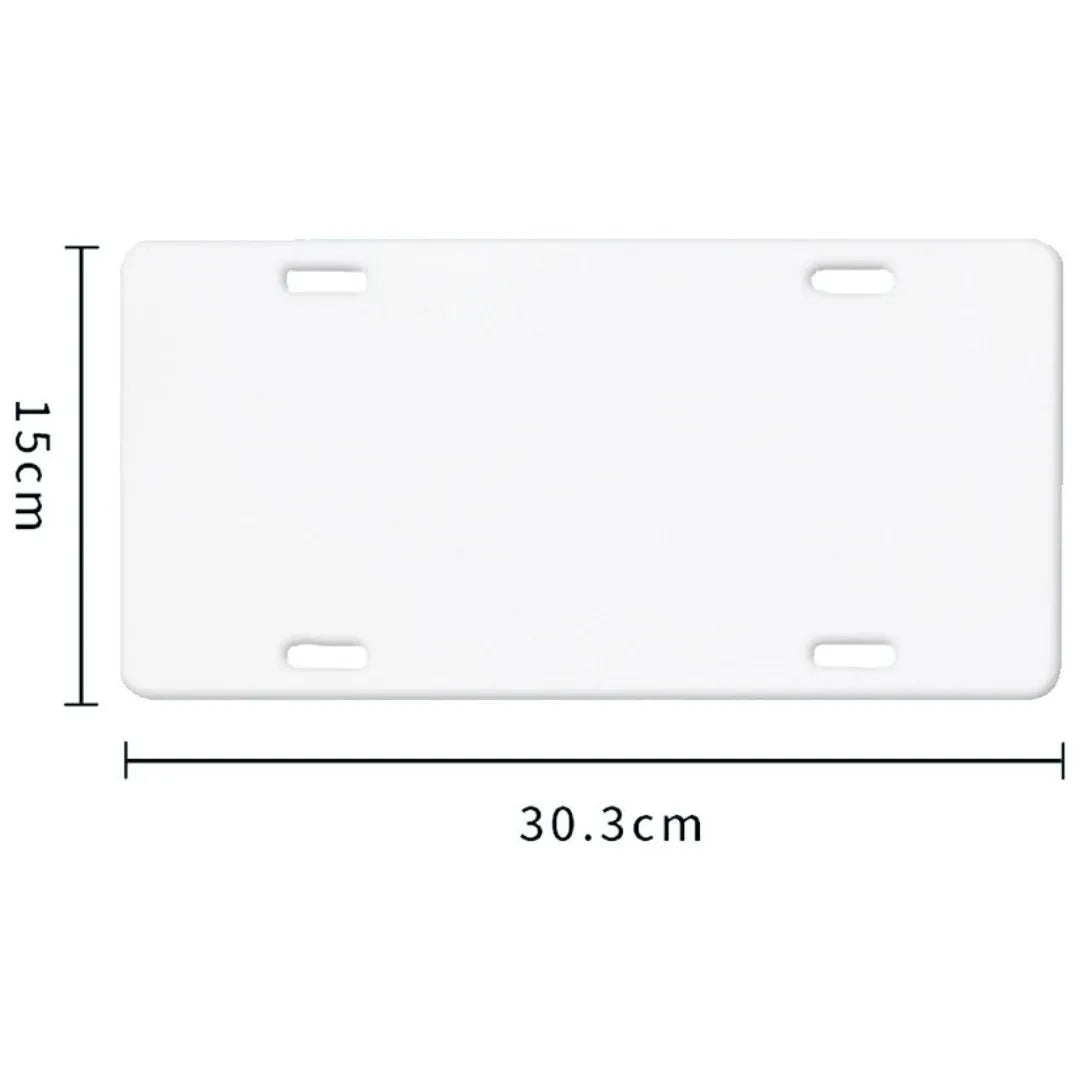 White aluminium licence plate blank sheet measuring 30.3 by 15 centimetres