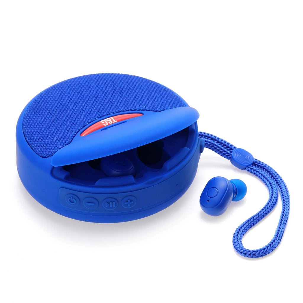 TG808 outdoor stereo wireless Bluetooth speaker two-in-one headset in Black with built-in controls