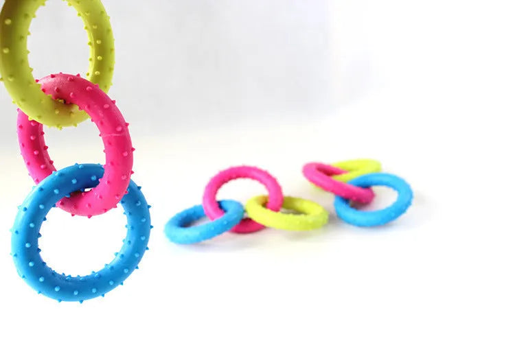TPR rubber three-chain dog chew toy for aggressive chewers and dental health