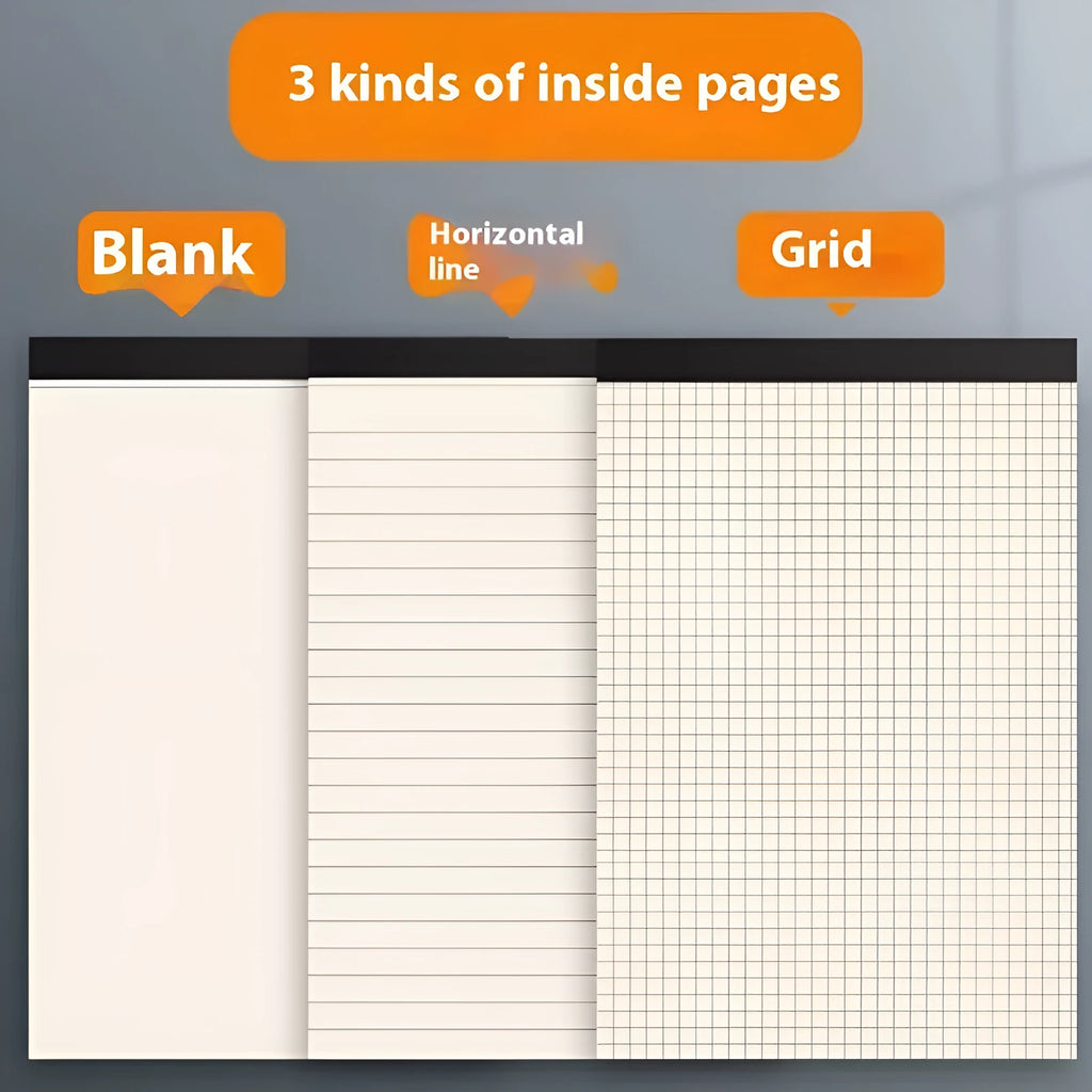 A4 A5 B5 writing pads with blank, grid, and lined rulings, 80 sheets each