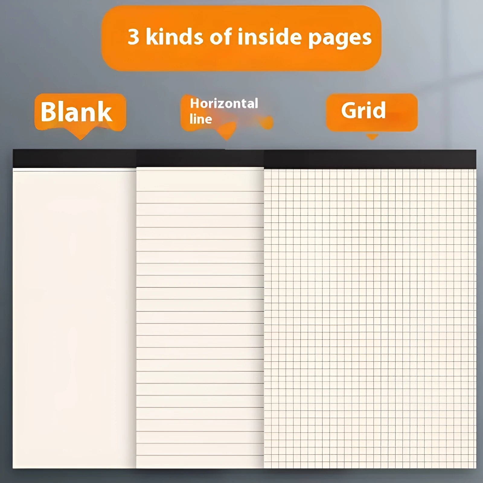 A4 A5 B5 writing pads with blank, grid, and lined rulings, 80 sheets each