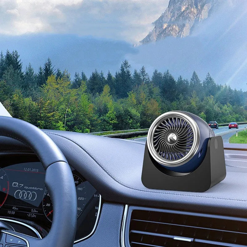 12v car heating fan in navy blue, dark purple, or light pink with rotating defrosting function