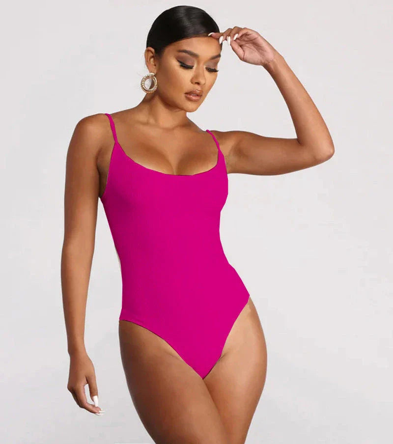 Backless one-piece swimsuit for women in various solid colors and styles