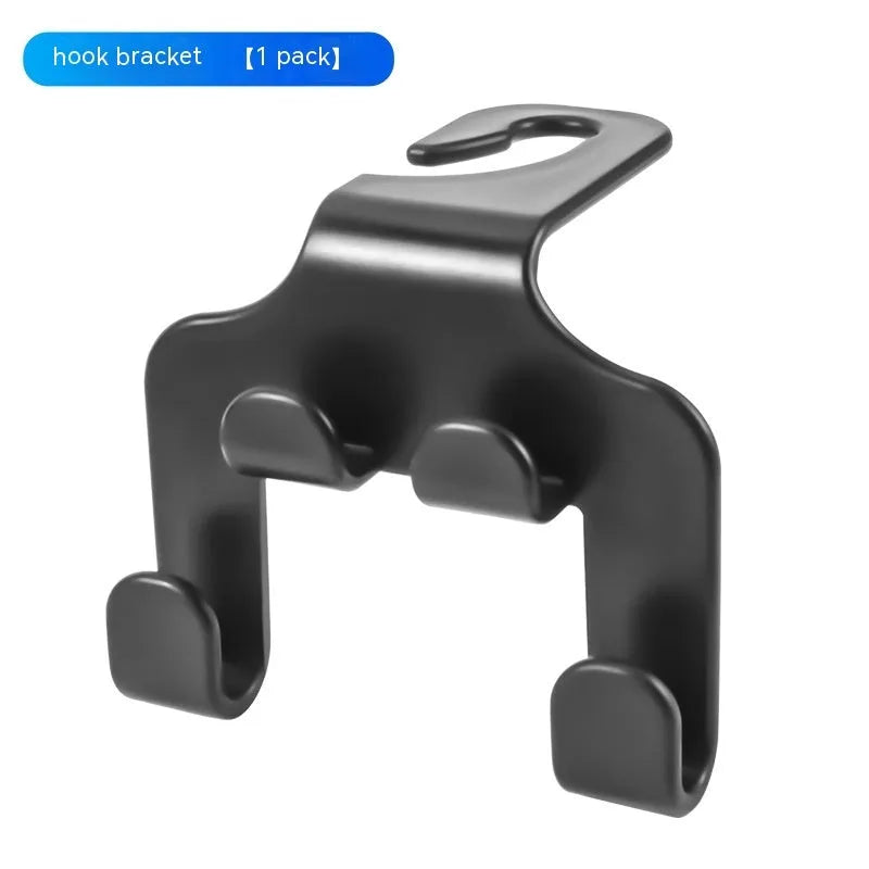 Two white ABS car-mounted multifunction hooks showing phone bracket and hanging hook uses.