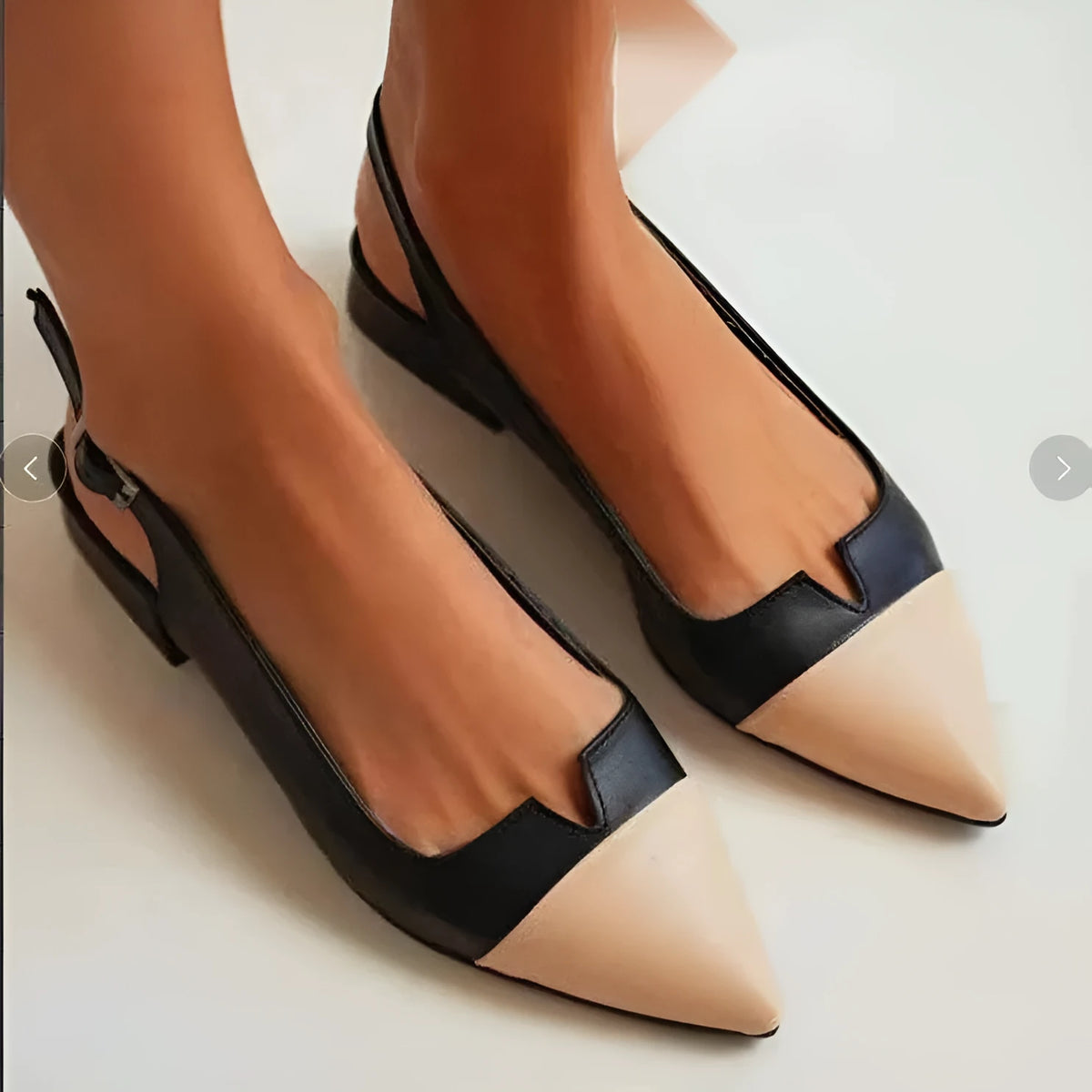 Women's pointed toe low heel pumps with colour matching, chunky heel under 3cm, PU upper, sizes 34-43