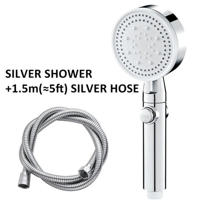 Powerful shower head with customizable water spray patterns and one-button stop control for a rejuvenating bathing experience