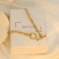Stainless steel geometric necklace with electroplated finish in gold and silver colour options