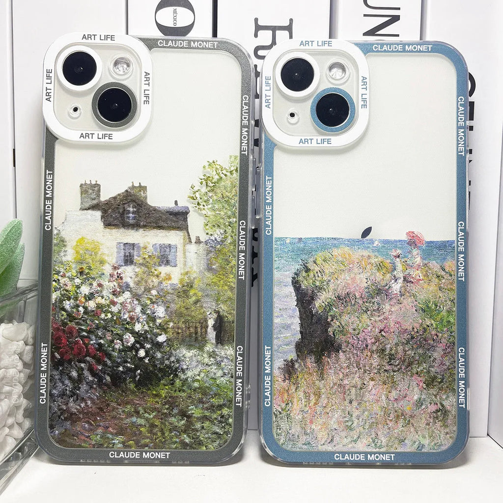 Creative oil painting anti drop phone case for iPhone, fall prevention design, five colour options available