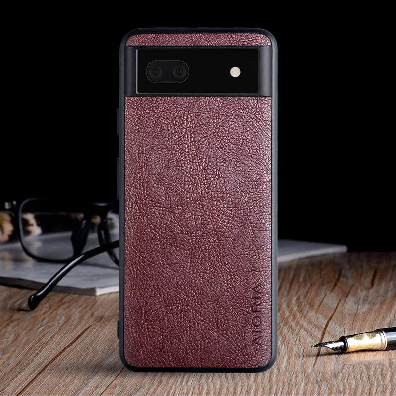Business classic lychee skin texture phone case for Google Pixel 6, 6A and 6 Pro in all-inclusive glass design
