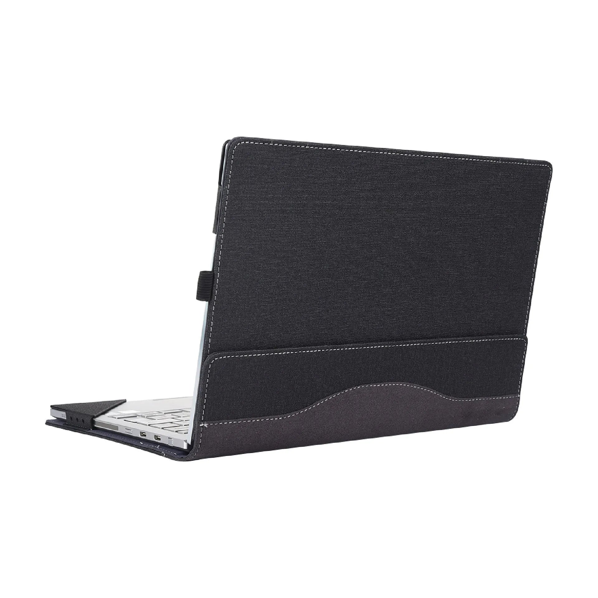 Black imitation leather laptop protective sleeve for Microsoft Surface Laptop 6 with portable bracket design