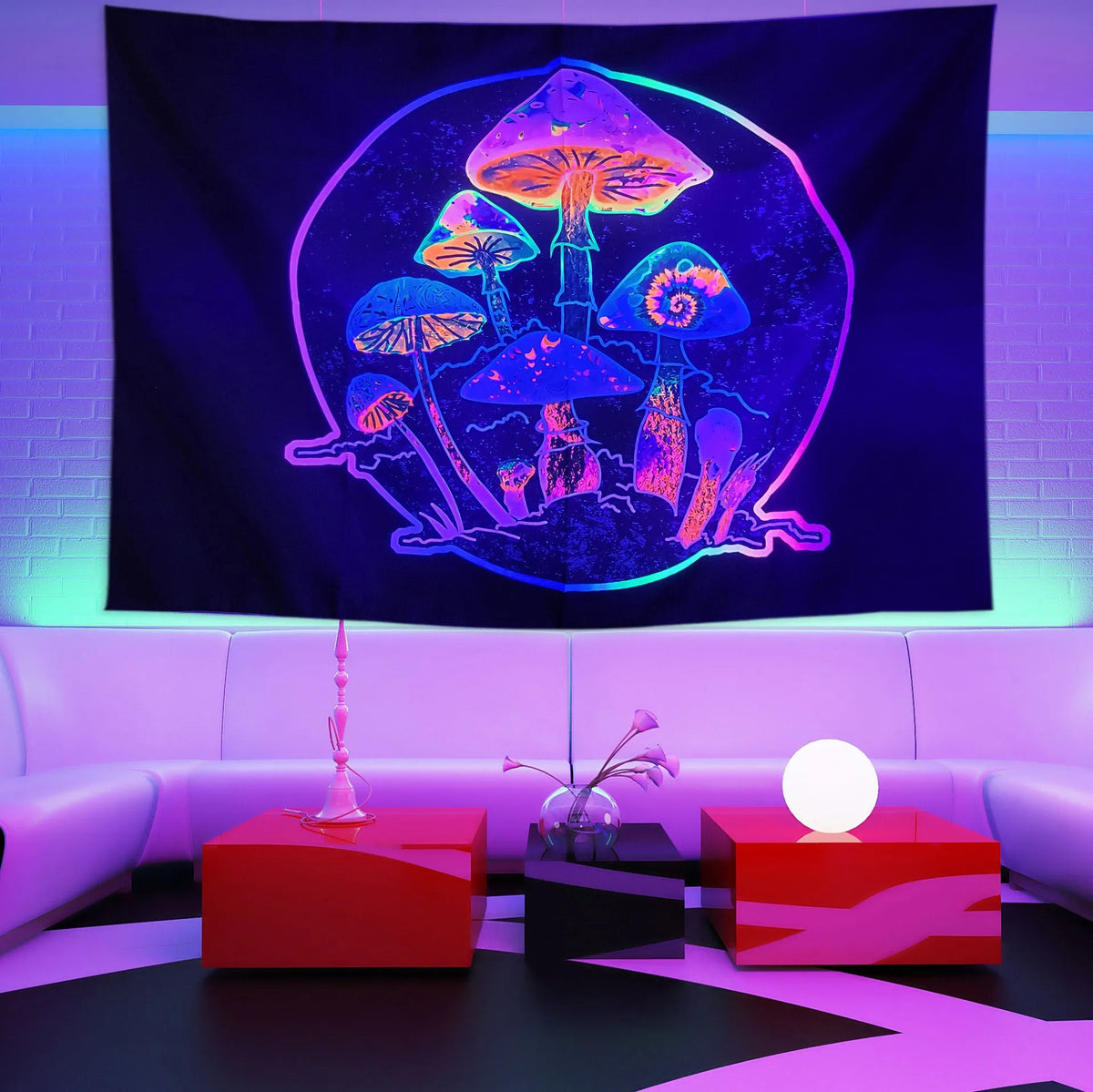 Fluorescent star print polyester tapestry wall cloth for dormitory remodelling, brushed or velvet fabric, picture colour