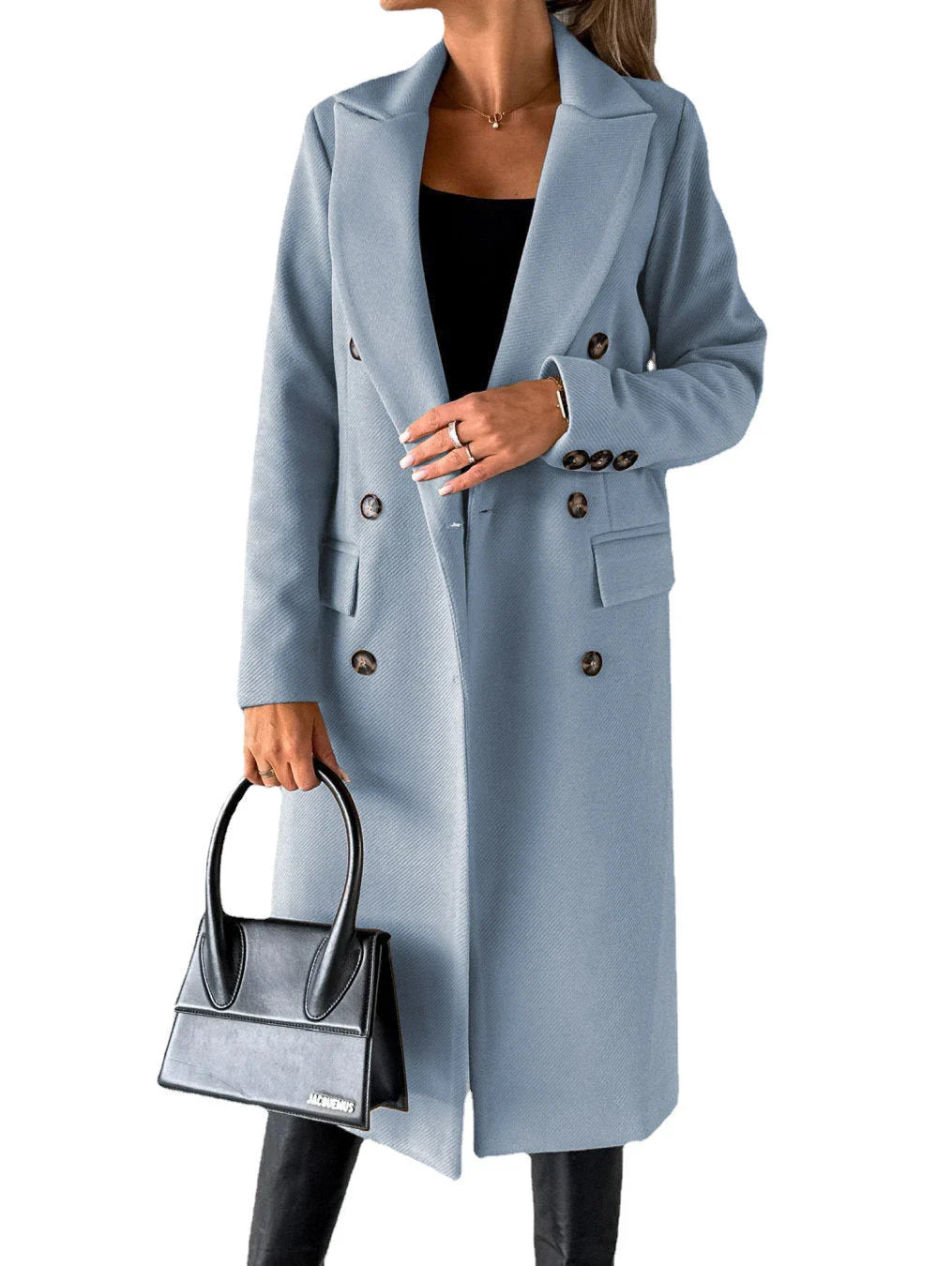 Women's winter coat in double-breasted design with slim fit and lapel collar