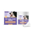 Pet oral care wipes in a twin pack, 100 pieces, for dogs and cats, formulated with glycerin and citric acid
