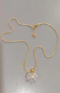 Heart-shaped moonstone pendant necklace on copper chain with electroplated real gold finish