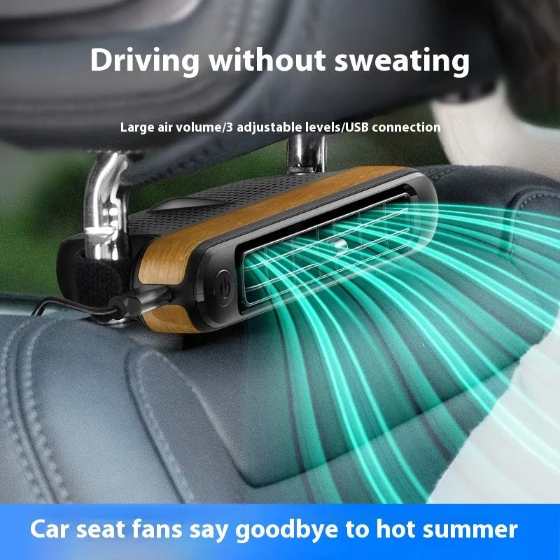 Car turbine fan rear seat USB small fan in CF04 Black with brushless motor and no-blade design