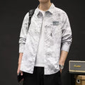 Men's retro camouflage linen shirt long sleeve casual Japanese style