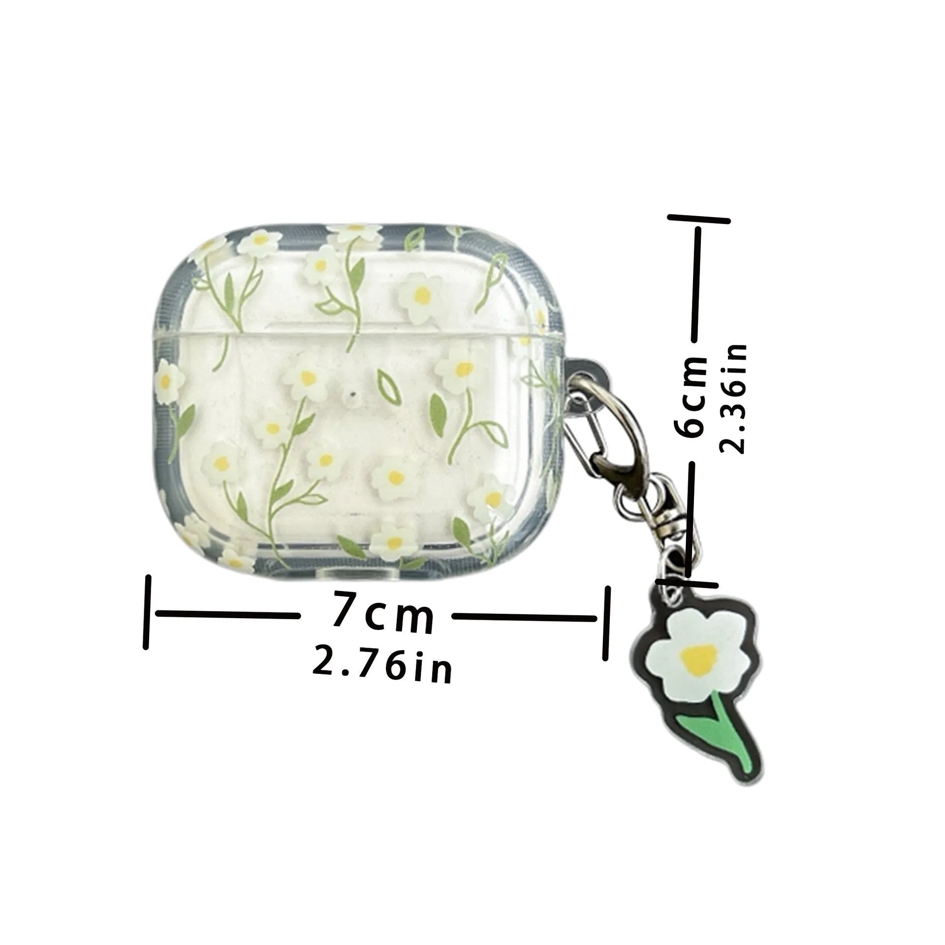 White floral design transparent TPU protective cover for Apple AirPods charging case