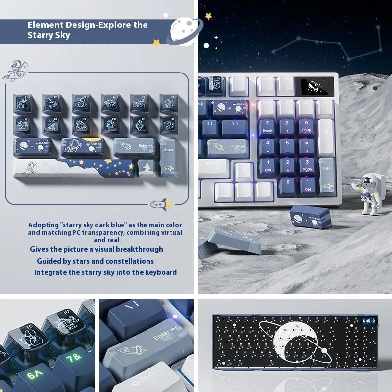 Wireless mechanical keyboard with three-mode Bluetooth, RGB backlight, and hot-swappable switches