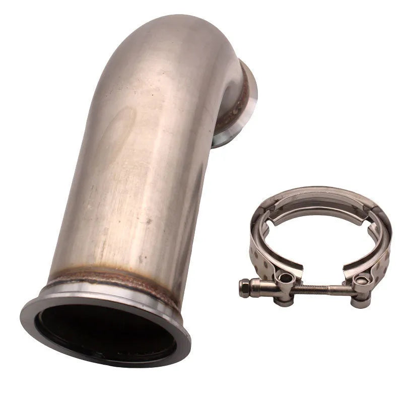Stainless steel V-clamp pipe fitting with short downpipe extension for plumbing