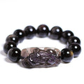 Polished crystal Pi Xiu bead bracelet showing geometric shape, available in multiple sizes and ice stone colours.