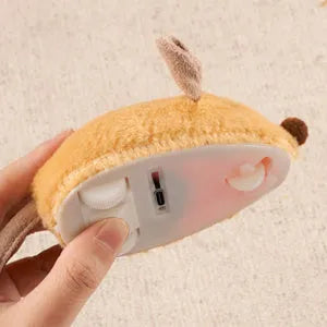 Interactive electric cat mouse toy with removable feather tail shown in grey and yellow colour options
